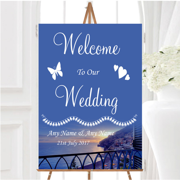 Amalfi Coast Italy Heart Personalised Any Wording Welcome To Our Wedding Sign