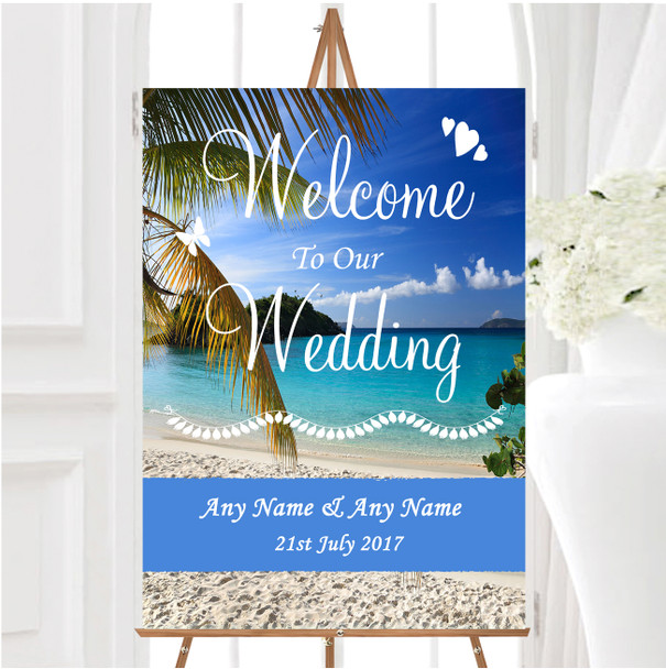 Palm Tree Beach Abroad Personalised Any Wording Welcome To Our Wedding Sign