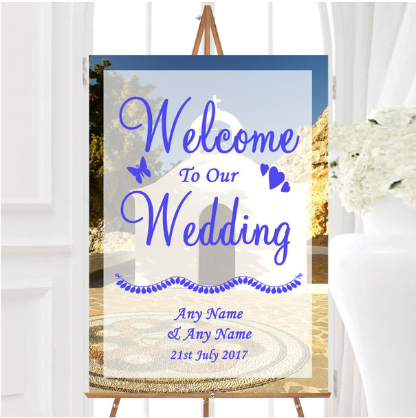 St Pauls Lindos Rhodes Personalised Any Wording Welcome To Our Wedding Sign