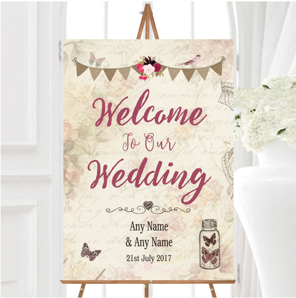 Rustic Parisian Style Personalised Any Wording Welcome To Our Wedding Sign