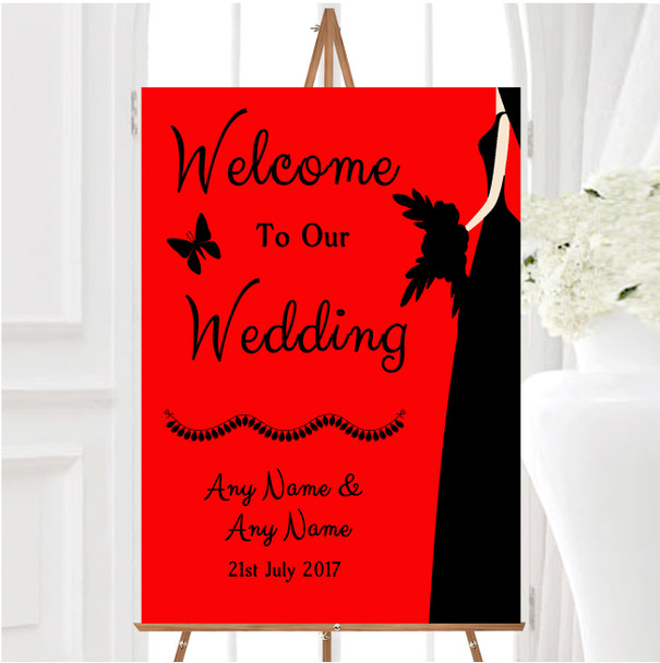 Red Black Bride Personalised Any Wording Welcome To Our Wedding Sign
