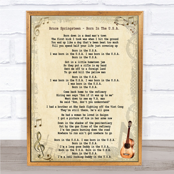 Bruce Springsteen Born In The USA Song Lyric Quote Print