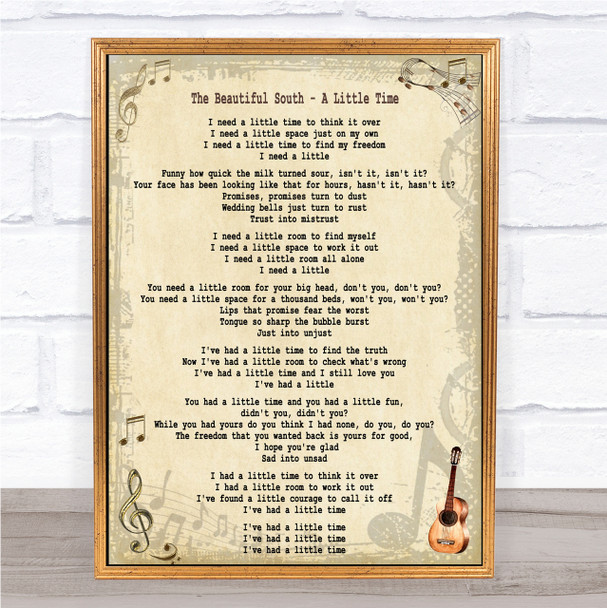 The Beautiful South A Little Time Song Lyric Quote Print