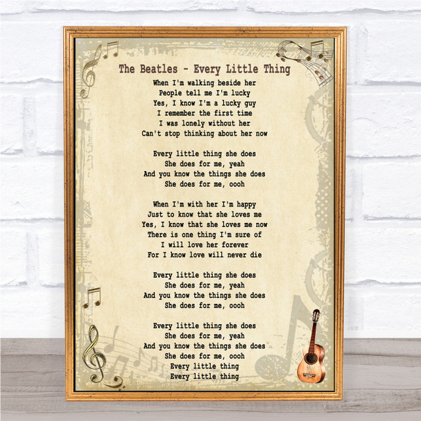 The Beatles Every Little Thing Song Lyric Quote Print