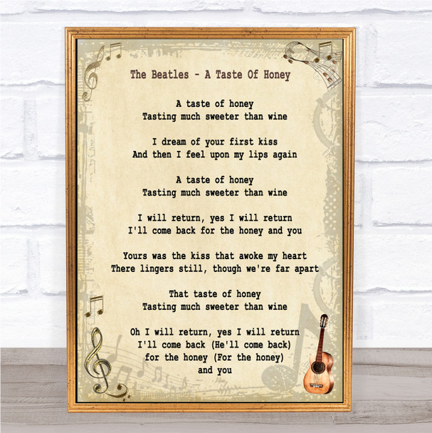 The Beatles A Taste Of Honey Song Lyric Quote Print