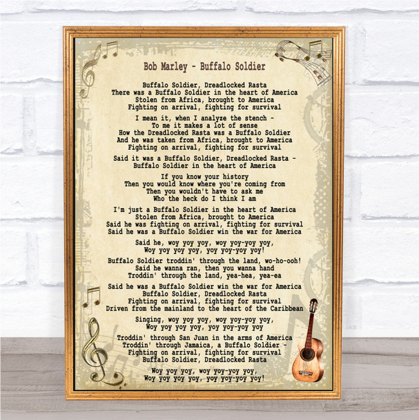 Bob Marley Buffalo Soldier Song Lyric Quote Print