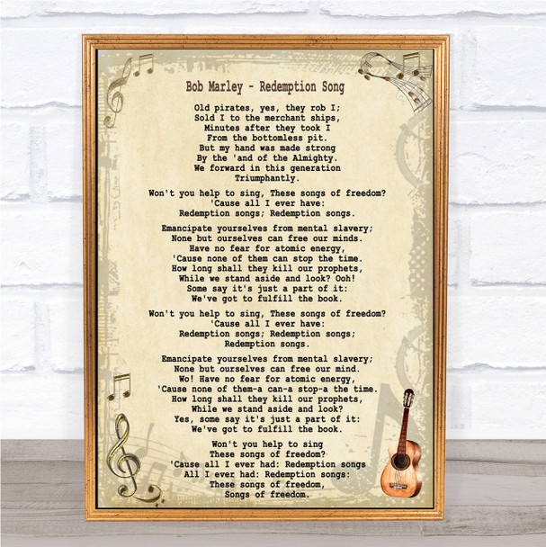 Bob Marley Redemption Song Song Lyric Quote Print