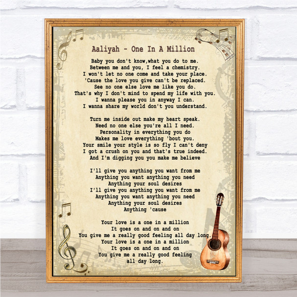 Aaliyah One In A Million Song Lyric Quote Print