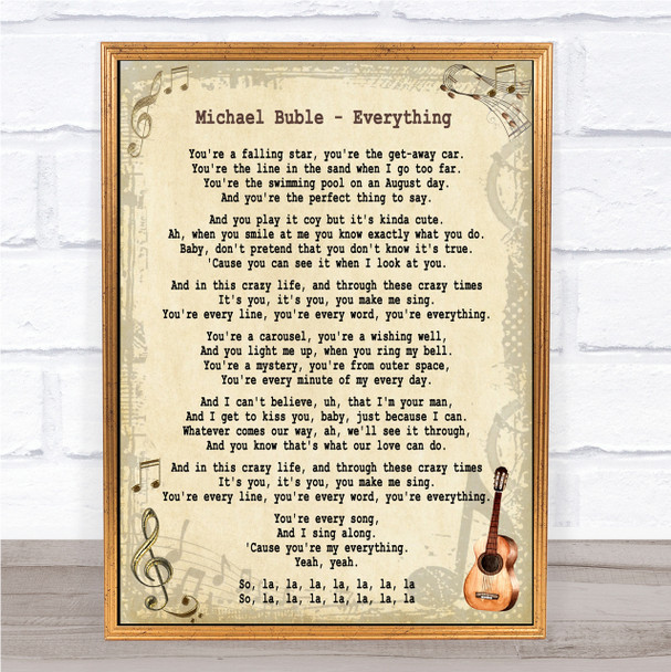 Michael Buble Everything Song Lyric Quote Print
