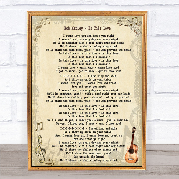 Bob Marley Is This Love Song Lyric Quote Print