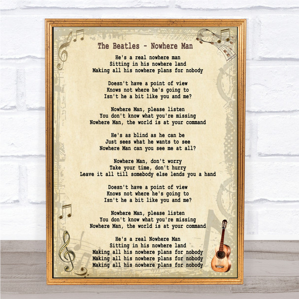 The Beatles Nowhere Man Song Lyric Quote Print