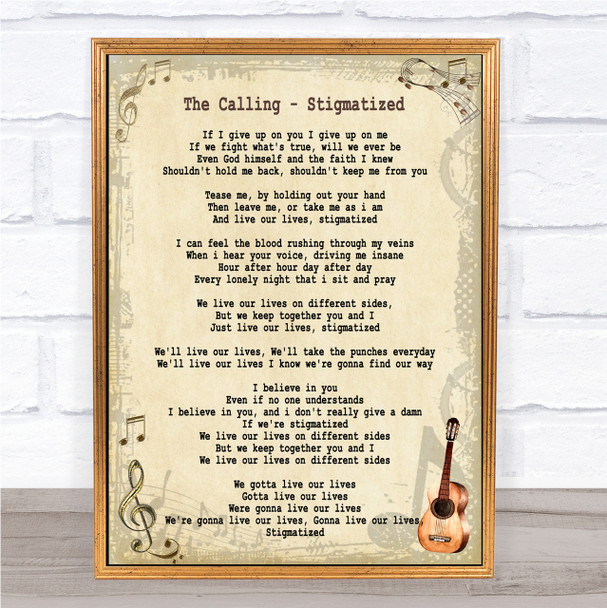 The Calling Stigmatized Song Lyric Quote Print