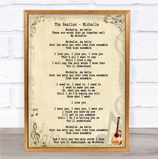 The Beatles Michelle Song Lyric Quote Print