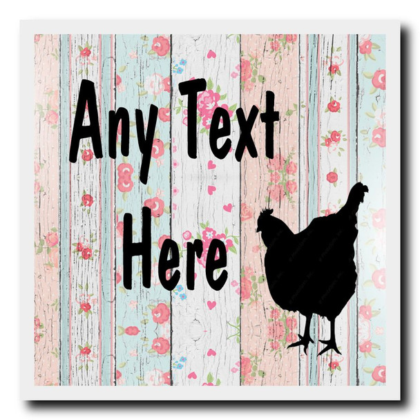 Chicken Hen Shabby Wood Coaster