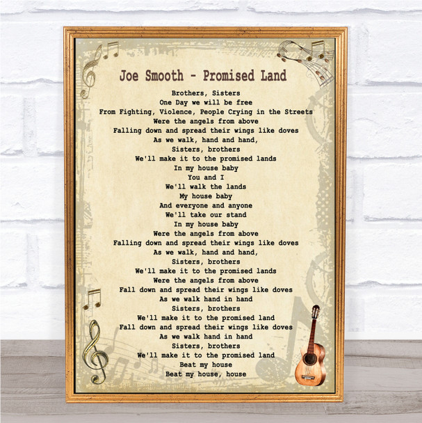 Joe Smooth - Promised Land Song Lyric Guitar Quote Print