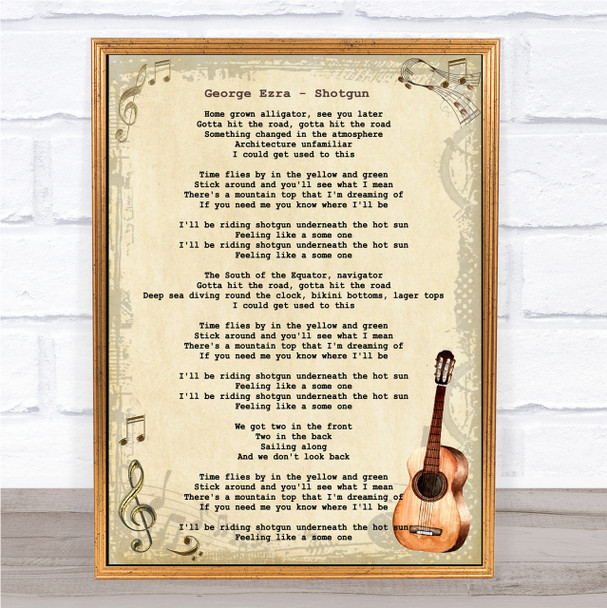 George Ezra - Shotgun Song Lyric Guitar Quote Print