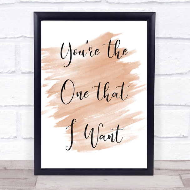 Watercolour Grease You're The One That I Want Song Lyric Quote Print