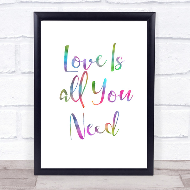 Rainbow Beatles Love Is All You Need Song Lyric Quote Print
