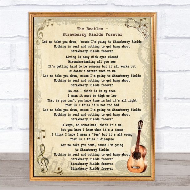 The Beatles Strawberry Fields Forever Song Lyric Vintage Quote Print