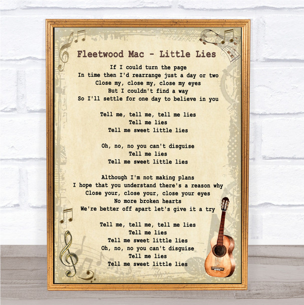 Fleetwood Mac Little Lies Song Lyric Vintage Quote Print