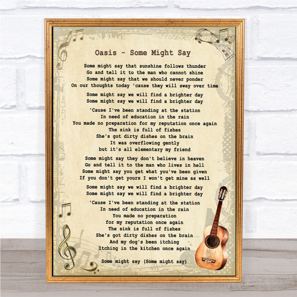 Oasis Some Might Say Song Lyric Vintage Quote Print