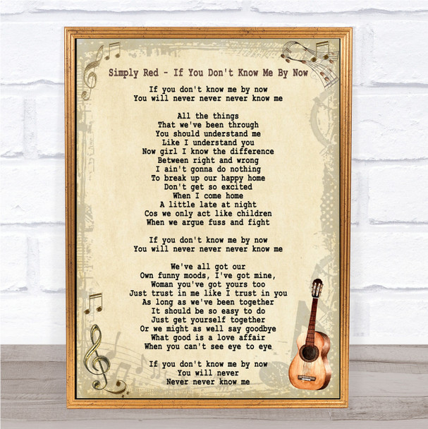Simply Red If You Don't Know Me By Now Song Lyric Vintage Quote Print