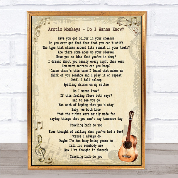 Arctic Monkeys Do I Wanna Know Song Lyric Vintage Quote Print