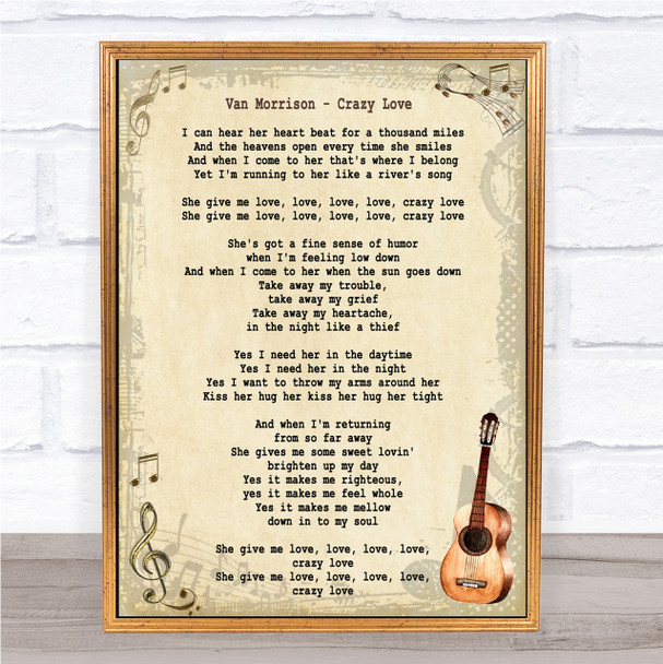 Van Morrison Crazy Love Song Lyric Vintage Quote Print