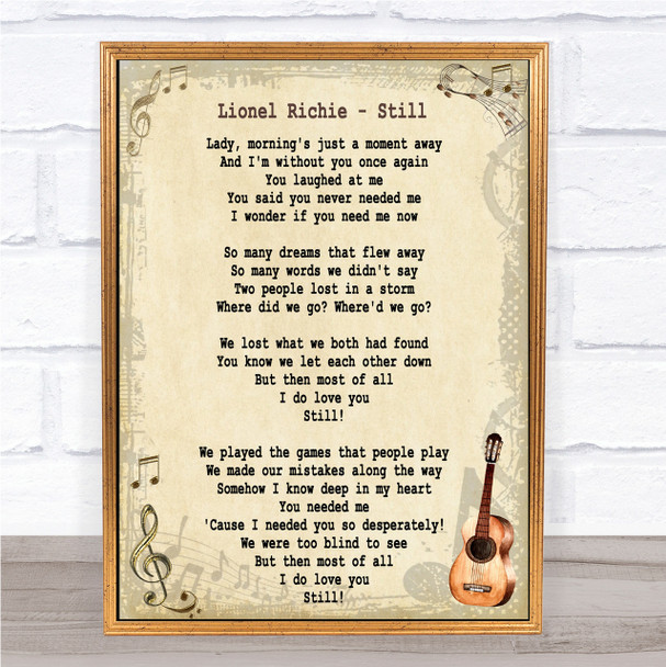 Lionel Richie Still Song Lyric Vintage Quote Print