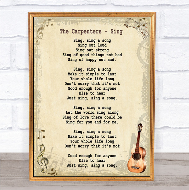 The Carpenters Sing Song Lyric Vintage Quote Print