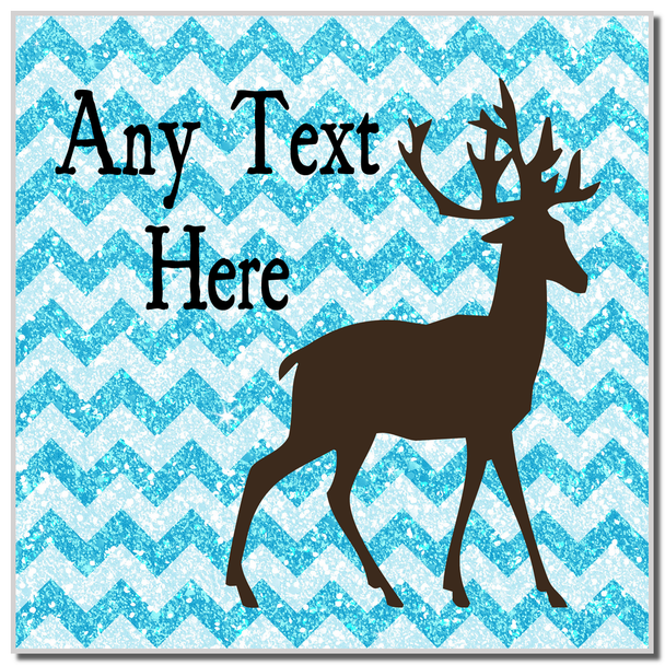 Reindeer Blue Glitter Christmas Coaster