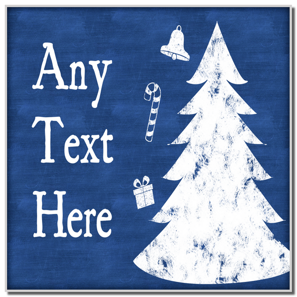 Blue Chalk Tree Christmas Coaster