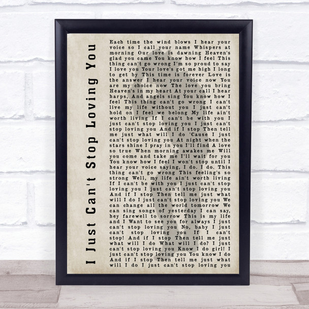 Michael Jackson I Just Can't Stop Loving You Shadow Song Lyric Quote Print