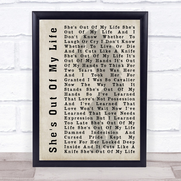 Michael Jackson She's Out Of My Life Shadow Song Lyric Quote Print