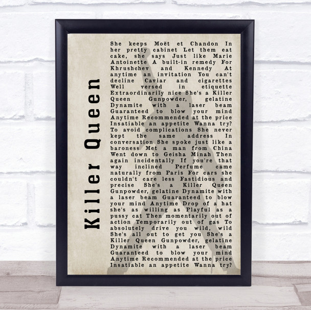 Queen Killer Queen Freddie Mercury Shadow Song Lyric Quote Print