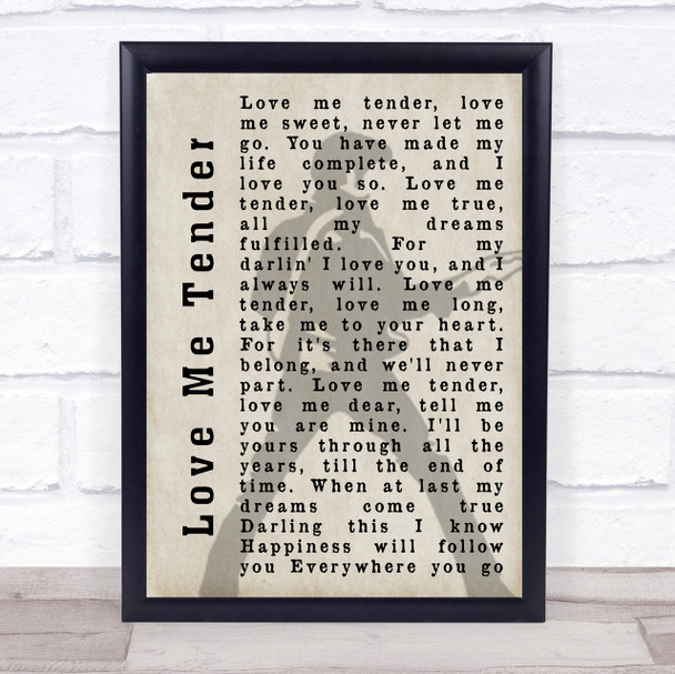 Elvis Presley Love Me Tender Pose Shadow Song Lyric Quote Print