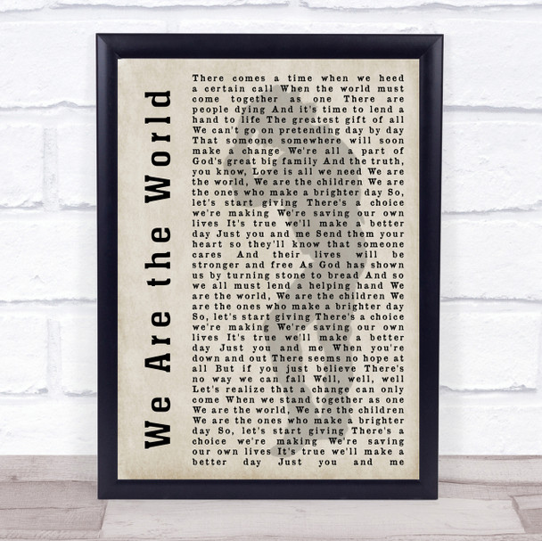 Michael Jackson We Are the World Shadow Song Lyric Quote Print