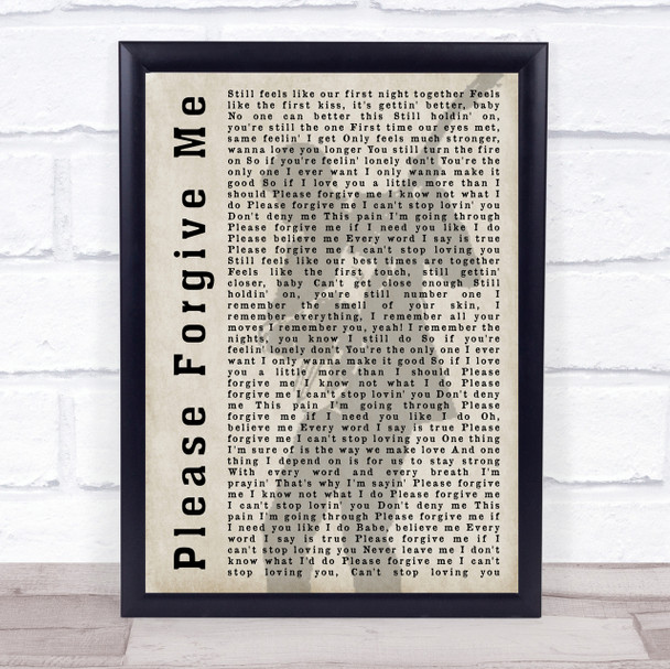 Bryan Adams Please Forgive Me Shadow Song Lyric Quote Print Bryan Adams Please Forgive Me Shadow Song Lyric Quote Print