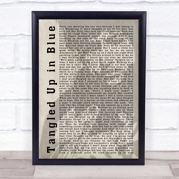 Bob Dylan Tangled Up in Blue Shadow Song Lyric Quote Print