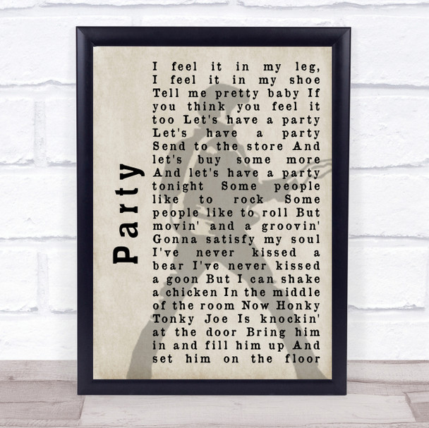 Elvis Presley Party Pose Shadow Song Lyric Quote Print