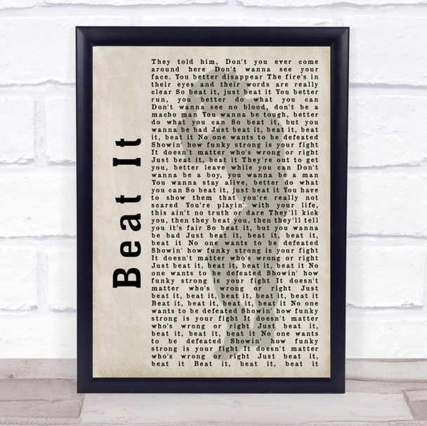 Michael Jackson Beat It Shadow Song Lyric Quote Print