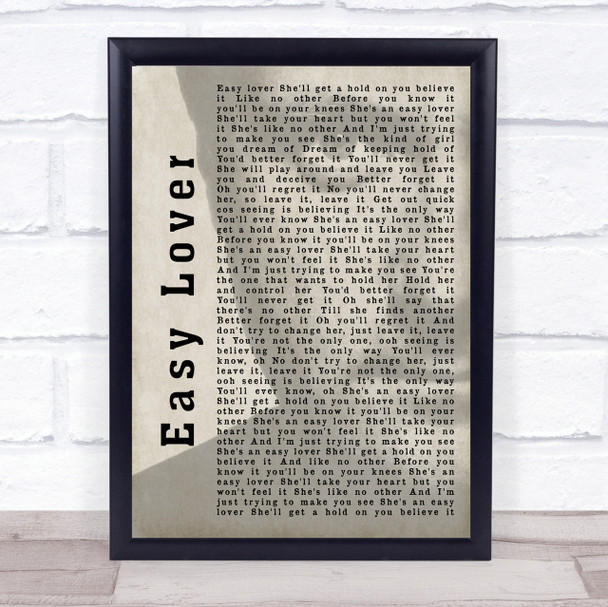Phil Collins Easy Lover Shadow Song Lyric Quote Print