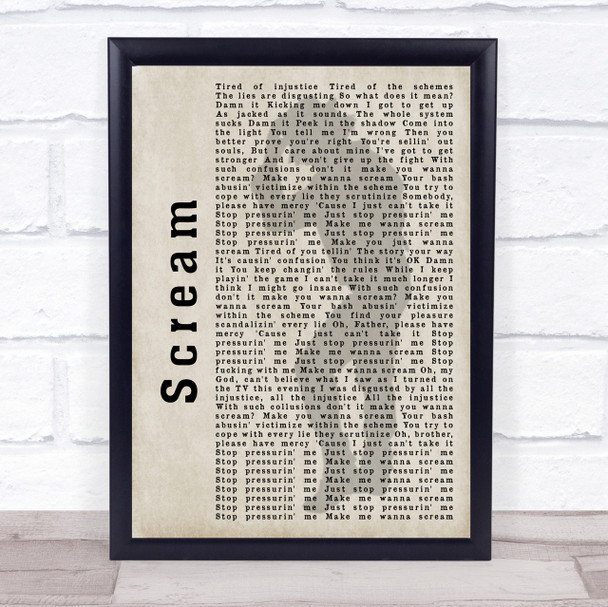 Michael Jackson Scream Shadow Song Lyric Quote Print