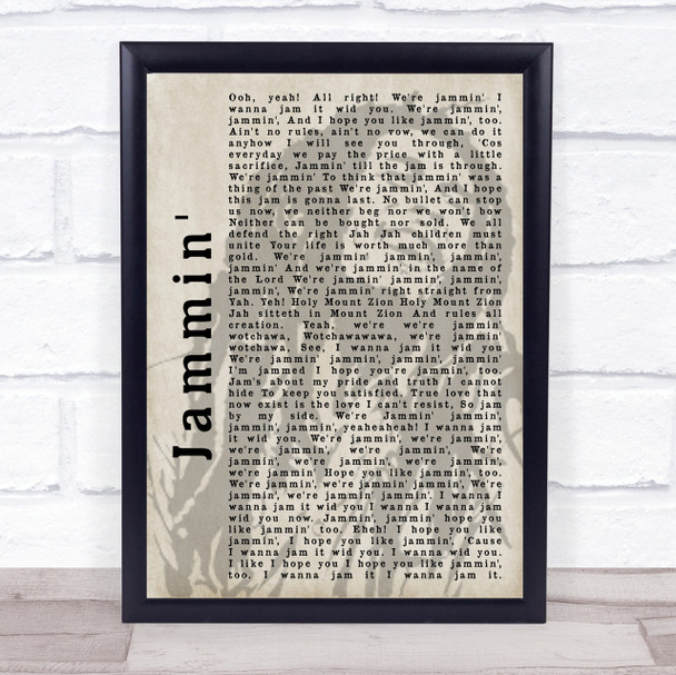 Bob Marley Jammin' Shadow Song Lyric Quote Print