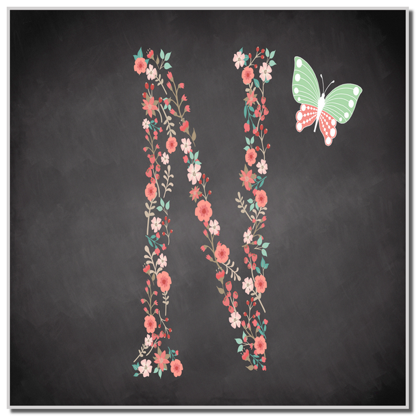 Chalk Letter Initial N Coaster