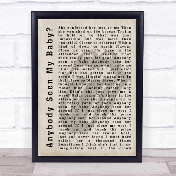 The Rolling Stones Anybody Seen My Baby Shadow Song Lyric Quote Print