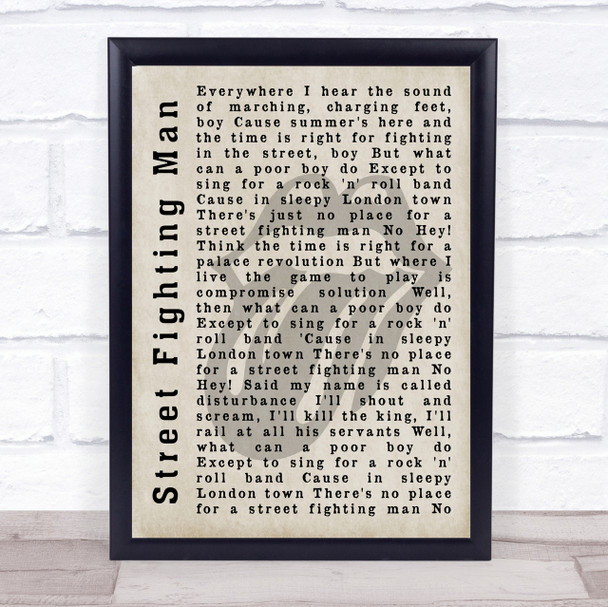 The Rolling Stones Street Fighting Man Shadow Song Lyric Quote Print The Rolling Stones Street Fighting Man Shadow Song Lyric Quote Print