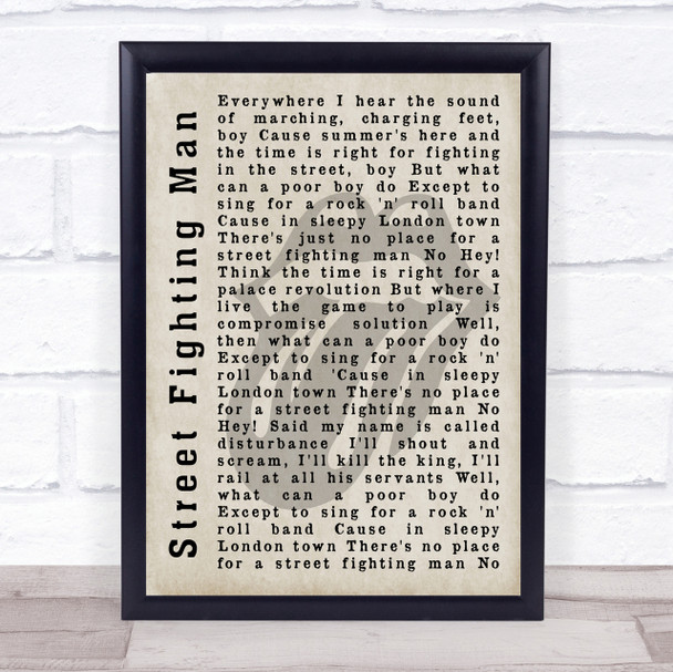 The Rolling Stones Street Fighting Man Shadow Song Lyric Quote Print