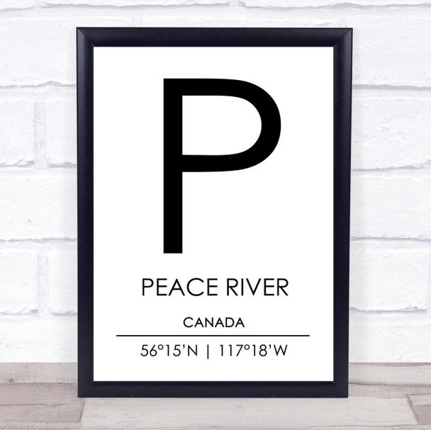 Peace River Canada Coordinates Travel Print