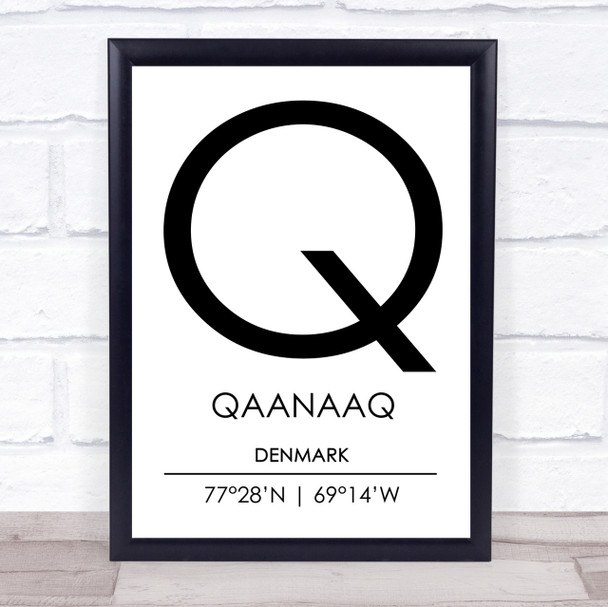 Qaanaaq Denmark Coordinates World City Travel Print
